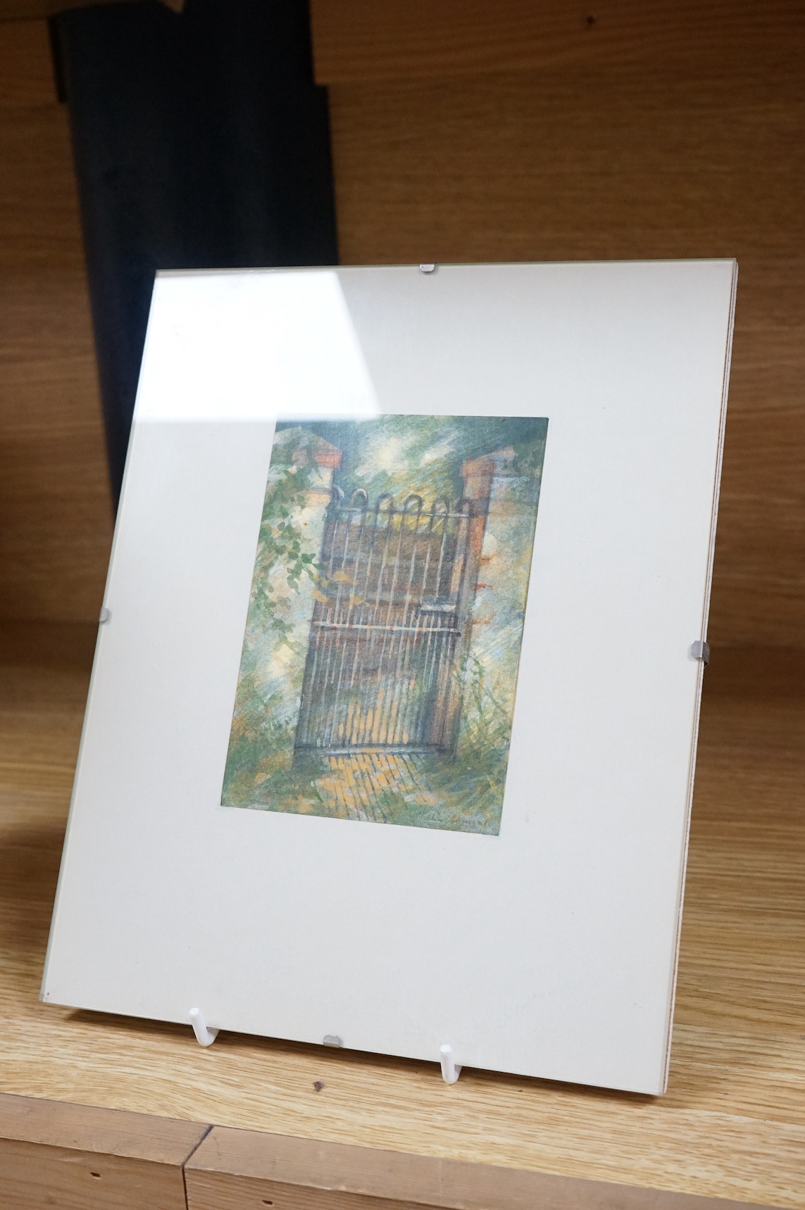 Keith Clements, two acrylics on paper, to include ‘Gateway at Iford', signed, label verso, 13 x 9cm. Condition - good